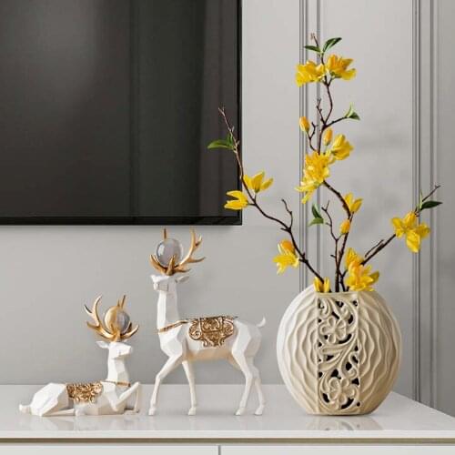 Resin Embellishments Flower Vases for Homes Weddings Christmas Home Decoration Accessories Modern Living Room Vintage Home Decor