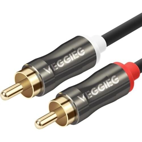 VEGGIEG 2 in 2 3.5mm o Cable 2 RCA to Double Lotus Connector-5M for Computer Speakers, Etc