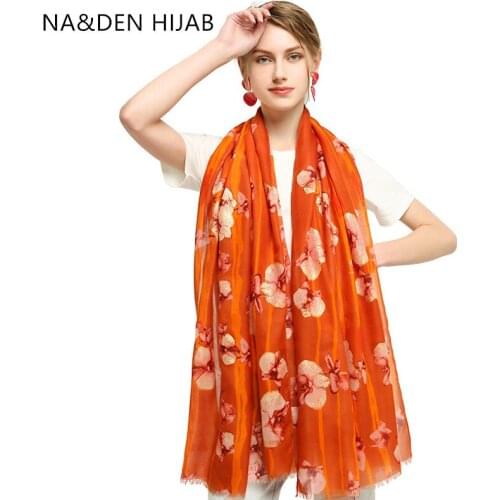 Viscose Flower printing scarves Long muffler Hi-Q ladies wraps Winter scarf Islamic bandana Solid shalws Muslim hijab 10pcs/lot