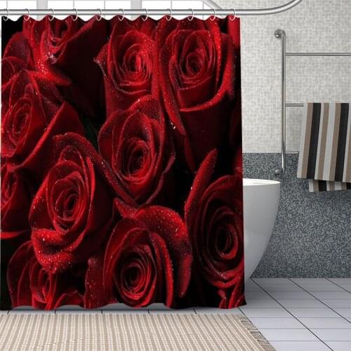 Custom Romantic rose Shower Curtains DIY Bathroom Curtain Fabric Washable Polyester for Bathtub Art Decor
