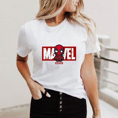 Spider-man Ironman Hulk Print T Shirt Superhero Marvel Tshirts For Women Loose White O-neck T-shirts Female Cool Streetwear Tops