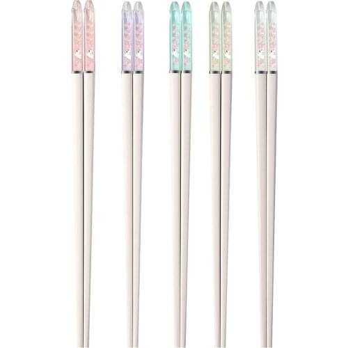 1 Pairs Kawaii Chopstick Reusable PET White Sushi Tools Fast Food Japanese Chop Sticks Tableware Kitchen Bar Supplies Dinner Set