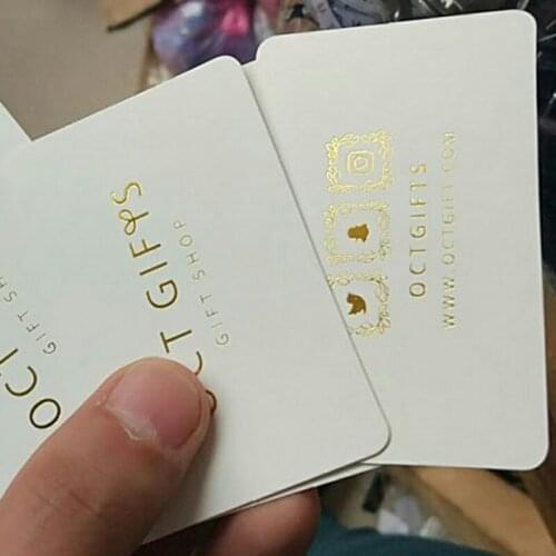 1000pcs , 5 * 8 cm Double prints Custom 400gsm Matte coated paper Name card golden foil business tag