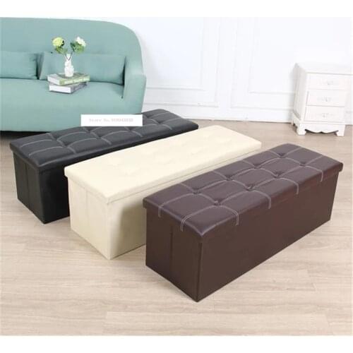 10066 PU Leather Density Board Foldable Storage Stool European Style Storage Footstool Shoe Changing Bench Fitting Room Stool
