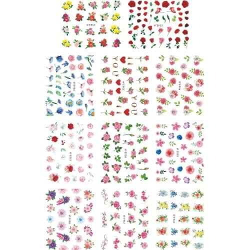 11 PCS / LOT SELF-ADHESIVE 3D NAIL TATTOOS STICKER FLOWER TROPICAL LEAF PLANT HYACINTH DAFFODIL CHRYSANTHEMUM E952-962