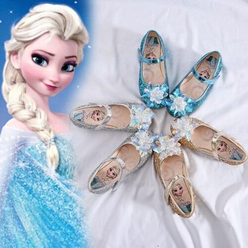 2020 new Disney Princess cute sequin girl shoes fantasy children cartoon frozen diamond flower shoes EU size 25-36