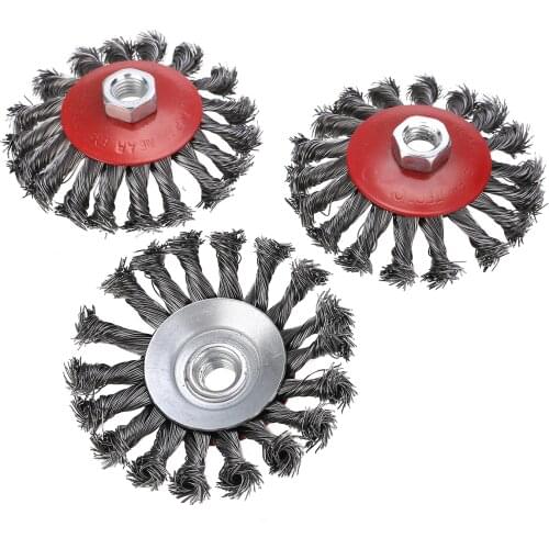 3pcs Rotary Strong Knot Flat Cup Steel Wire Wheel Cup Brush Set For Garden Angle Grinder 115mm M14 Mayitr