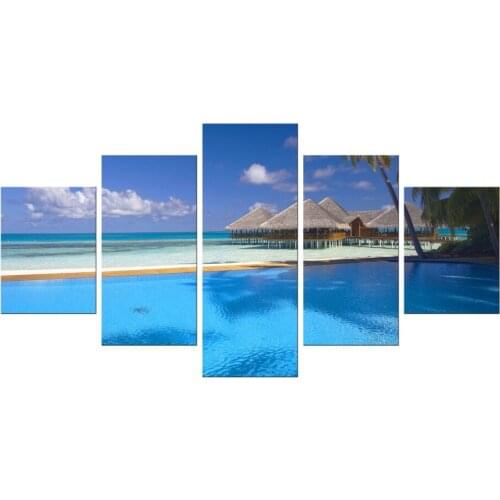 5 Pieces boat Canvas Painting beach Painting On Canvas decoracion beauty Wall Painting Art Wall Picture For Living Room Framed