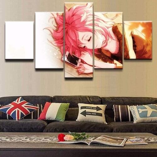 5 Piece Wall Art Canvas Anime Manga Girls Figure Prints And Posters Home Decorative Framed Living Room Decoration Paintings