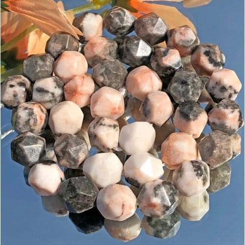 AAA Natural Faceted Pink Zebra Jaspers Stone Bead for Jewelry Making DIY Bracelet Necklace Loose Spacer Beads 6/8/10m m 15" Inch