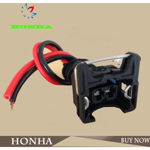 Free shipping 400 pcs EV1 Injector connector pigtail harness case for inyector de universal with 20cm 16AWG black and red wire