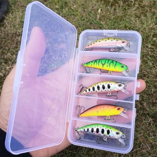 FOVONON 5pcs with Box Sinking Minnow Wobbler Deep Fishing Lure Crankbaits Crankbait Perch Pesca Mini Wobblers Fishing Lures