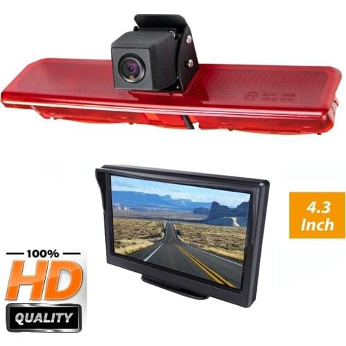 Freezzmi E9 HD Car Brake Light Rear View Reverse Backup Paking Camera for VW Caddy (2003-2014) + 4.3 inch Monitor Kit