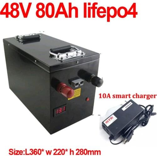 GTK 48V 80Ah Lifepo4 lithium battery Lithium iron phosphate with BMS for 6000w 4000w Scooter bike golf cart RV bike +10A charger
