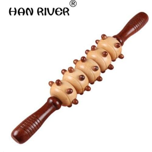 HANRIVER Meridian yoga rod body massager belly back neck waist leg massage stick wooden roller massage hammer "