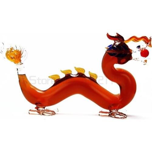 Hellodream luxury home bar glass lead-free chinese Dragon shaped Whiskey Decanter for Liquor Scotch Bourbon 1000ml