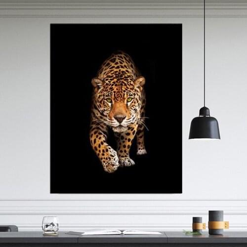RELIABLI ART Walking Leopard Canvas Paintings Animal Pictures For Home Wall Art Posters For Decorative Living Room No Frame
