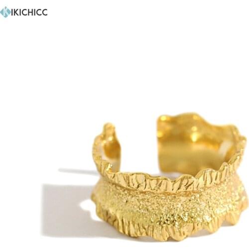 Kikichicc 100% 925 Sterling Silver Gold Honeycomb Open Bangle Rings Resizable Fashion Jewelry Wedding Luxury Jewels