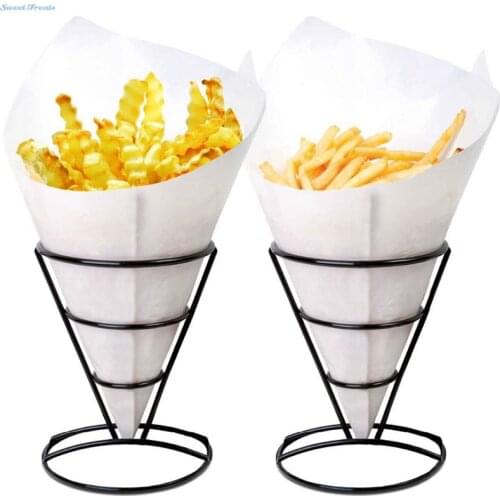 2-Piece French Fry Stand Cone Basket Holder For Fries Fish And Chips And Appetizers