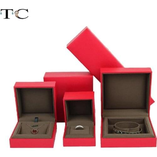 Red Leather Paper Jewelry Storage Box Jewelry Gift Box Proposal Ring Box Necklace Pendant Collection Box