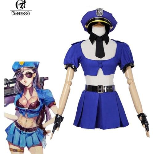 ROLECOS LOL Cospaly Costumes Officer Caitlyn Cosplay Costume Full Set Fancy Dress Costumes For Women Caitlyn Police Cosplay