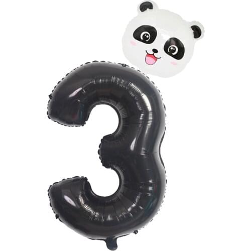 Cute Panda 32inch Black Number Foil Balloons Wedding Party Helium Birthday Decorations Kids Baby Shower Globos Easter NewYears