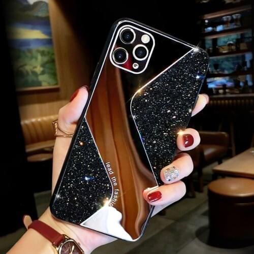 Fashion Glitter Makeup Mirror Phone Case For iPhone 12 11 Pro MAX Mini X XS XR 8 7 Plus SE 2020 Shockproof Cover Coque