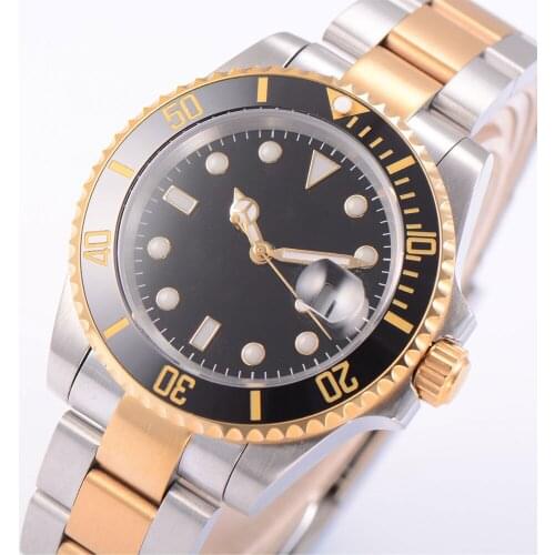 40MM Black Dial Sapphire Glass Ceramic Bezel Date Seeing Case Back MIYOTA 8215 Automatic Mens Wristwatch