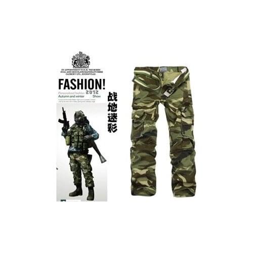Multi-pocket cotton camouflage pants plus size overalls mens outdoor pants
