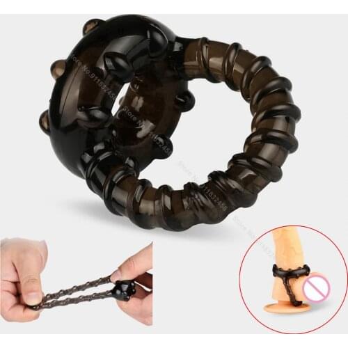Male Semen Lock Ring Soft Time Delay Erection Dual Cock Ring Friction Massager Stimulation Couple Lover Sex Toys For Men