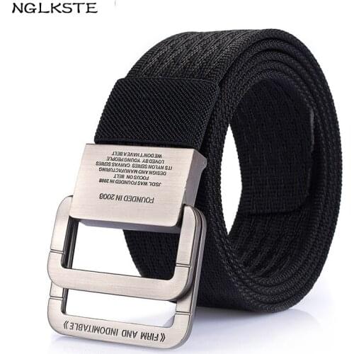 NGLKSTE Unisex military nylon belt double ring alloy buckles outdoor sports tactics belts jeans high quality mens canvas belts