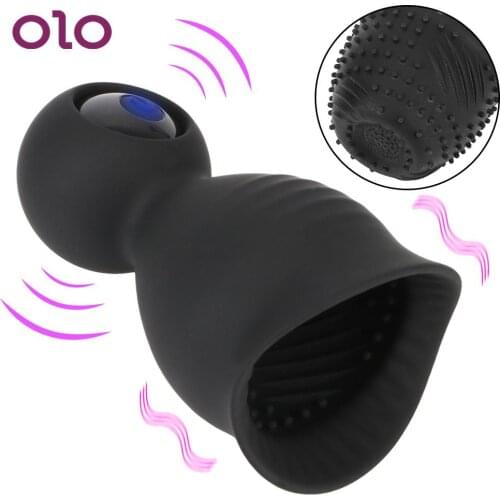 OLO 9 Modes Glans Vibrator Delayed Ejaculation Cock Trainer Ring Cockring Penis Massager Sex Toys for Men Male Masturbation