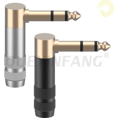 QUEYINFANG 6.35mm 90 Degree right angle male phone jack plug audio adapter Solder Connector Gold plated 6.35mm Stereo Plug