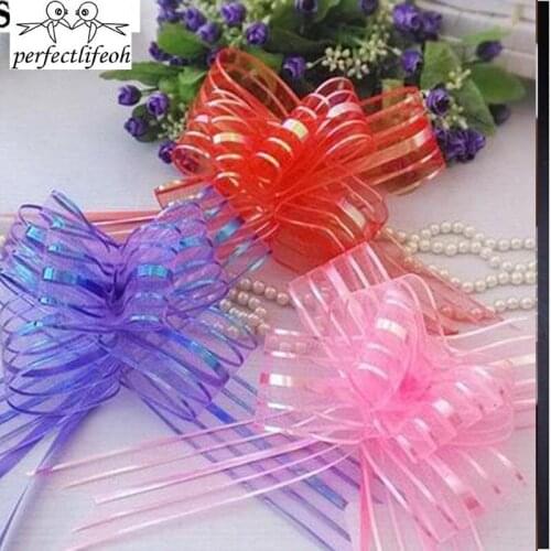 Perfectlifeoh Wedding supplies large 5 cm snow yarn hand pull flowers wedding car decoration gift packaging flowers
