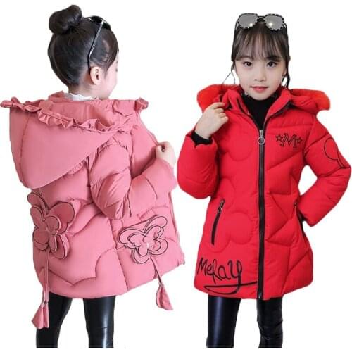 Big Size Thick Warm Winter Teenager Girls Jacket Heavy Long Style Hooded Windbreaker Coat For Girl Children Christmas Present
