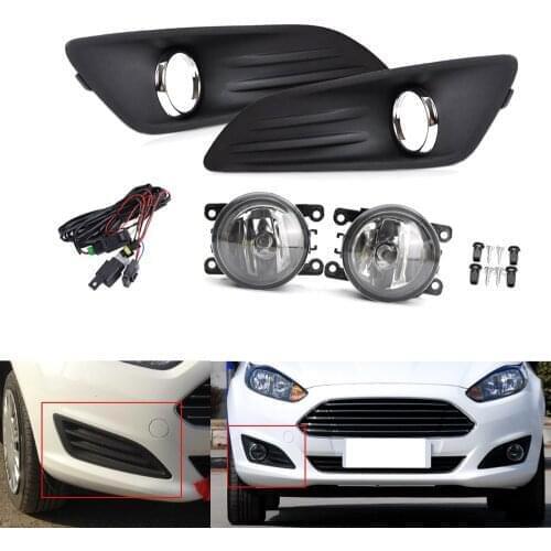 Fog Lights + Cover Foglamp Grille w/ Wire Kit Fit for Ford Fiesta 2013-2014
