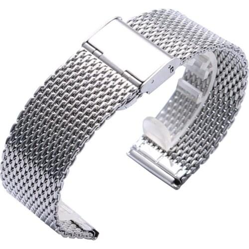 20mm 22mm Mesh Stainless Steel Watch Strap Band With 2 Spring Bars For Men Business Smart Watches Replacement GD0106
