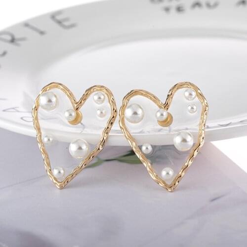 Fashion Geometric Irregular Big Stars Heart No Pierced Clip on Earrings for Women Pearl Gold Hyperbole Ear Clip Jewelry Brincos