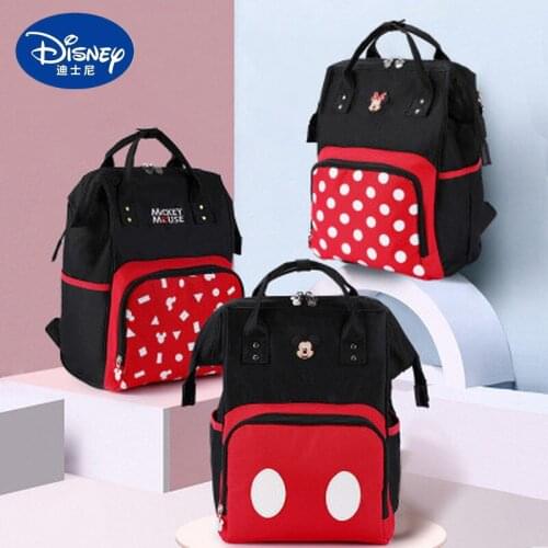 Disney Mickey Minnie diaper bag mother bag backpack wave point waterproof multi-function large capacity baby practical handbag