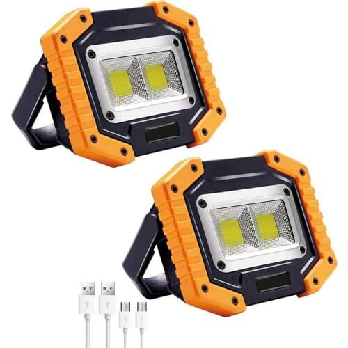LED Work Light, 2 COB 30W 1500LM Rechargeable Work Light, LED Portable Waterproof LED Flood Lights for Outdoor Camping Hiking Em