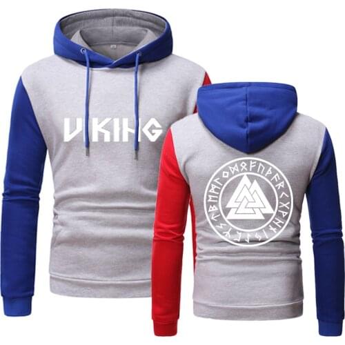 Unisex Men Spring Autumn Odin Viking Valhalla Comfortable College Movement Hoodies Printing Splicing Top Popular Hooded Clothing