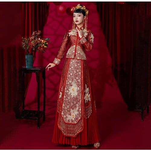 Chinese Traditional Bride Bridegroom Wedding Dress Couple Suit Satin Vintage Cheongsam Oriental Classic китайское платье