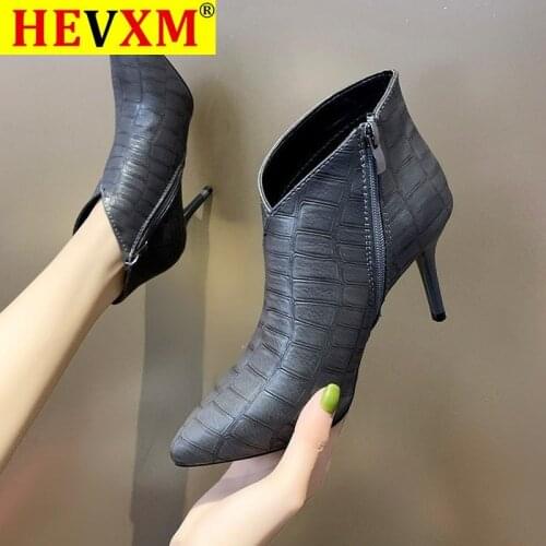 2020 Woman fashion spring autumn pointed toe high heel boots lady casual ankle boots female cool street boots botas