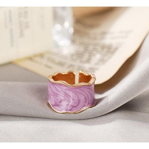 Colorful Plating Enamel Joint Finger Ring for Women Girls Vintage Gothic Chunky Adjustable Opening Rings Female Jewelry Gift
