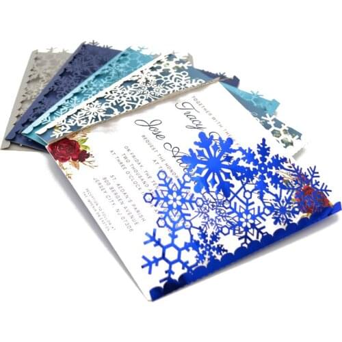 Winter snowflakes card invitation wedding laser cut invitation wedding invitation card