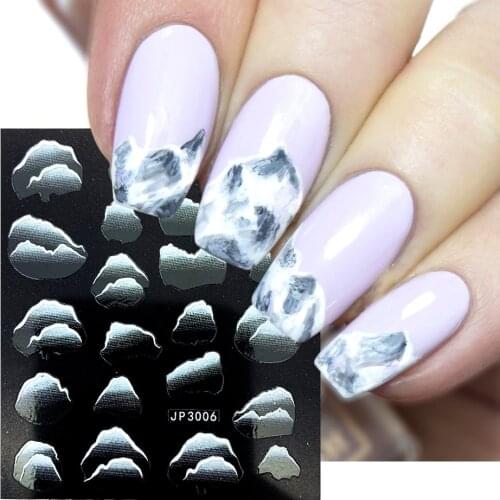 1pc 5D White Laser Embossed Sticker Nail Art Inspiration Decal Mountain Cloud Design Adhesive Slider Nail Decor JP3001-3018