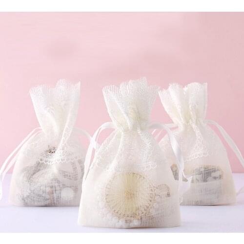 120x 10x14cm White feather lace bag,high-grade accessories drawstring bag,storage and finishing jewelry bag