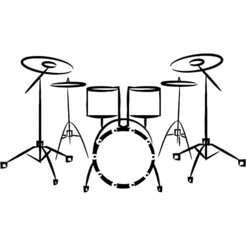 15.8CM*8.9CM Fashion Drums Instrument Music Black/Silver Car Sticker Decor Decal Vinyl S9-0876