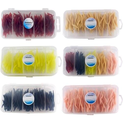 150pcs/lot 4cm Soft Silicone Fishing Lure Soft Maggot Earthworm Plastic Artificial Bait