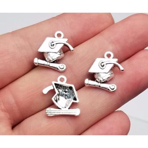 40pcs/lot--17x16mm, Antique silver plated Graduation Cpa And Diploma charms,DIY supplies,Jewelry accessories
